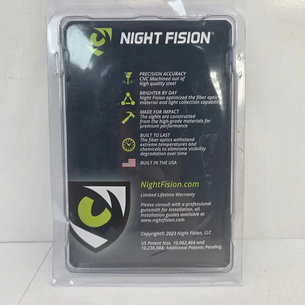Night Fision Fiber Optic Sight Glock RED 17 19 34 35 45 MOS GLK-001-330-353-RFZX